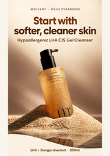 MOLVANY LHA CIS Gel Cleanser 200ml with LHA and Gongju chestnut for daily cleansing