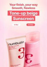 Numbuzin No.3 Tone-Up Beige Sunscreen in 01 Blur and 02 Glow