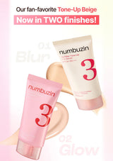 Numbuzin No.3 No Filter Tone-Up Sun Serum Blur and Glow finish comparison
