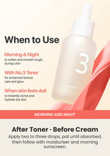 How to use Numbuzin No.3 Skin Softening Serum morning and night