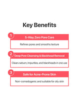 Key benefits of a skincare product on a white background