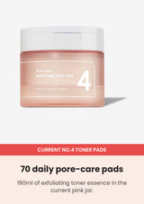 Numbuzin No.4 Pore Zero Peeled Egg Toner Pads current pink jar with 70 pads