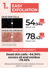 Single-use measurements for reduced dead skin cells, excess oil and residue