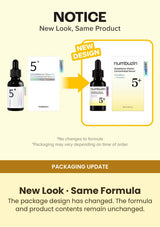 Numbuzin No.5+ serum previous and current packaging comparison with unchanged formula