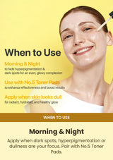 How to use Numbuzin No.5+ serum morning and night with No.5 toner pads