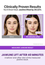 Measured jawline lifting result after 40 minutes with Numbuzin No.9 mask