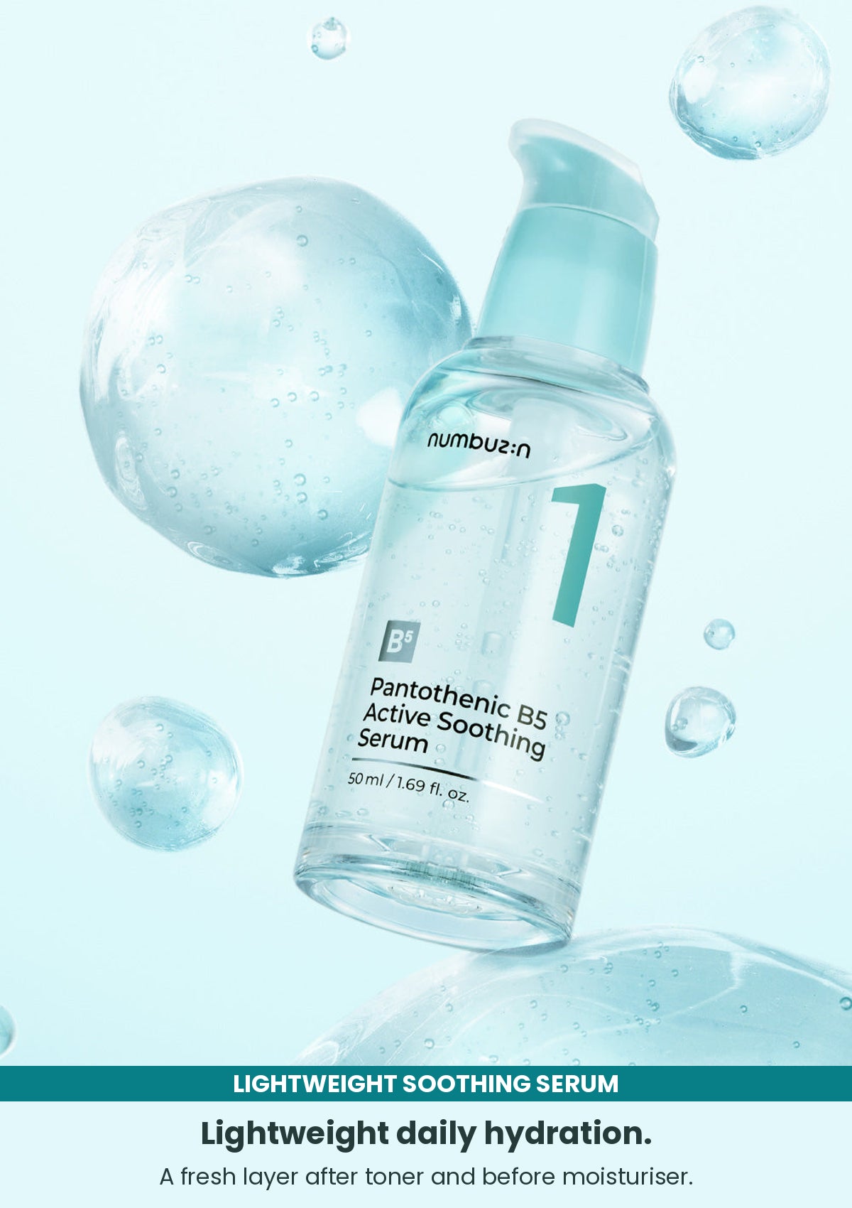 Numbuzin No.1 Pantothenic B5 Active Soothing Serum with aqua moisture bubbles