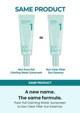 Numbuzin No.1 Pure-full Calming Water Sunscreen and Clear Filter Sun Essence same-formula comparison