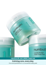 Numbuzin No.1 Centella Re-leaf Green Toner Pad — Calming care, every day. Cica and panthenol in a convenient daily pad.