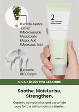 Numbuzin No.2 Cica Ceramide Repair Cream with Centella complex and 10000 ppm ceramide