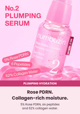 Numbuzin No.2 serum with 5 percent Rose PDRN, six peptides and 62 percent collagen water