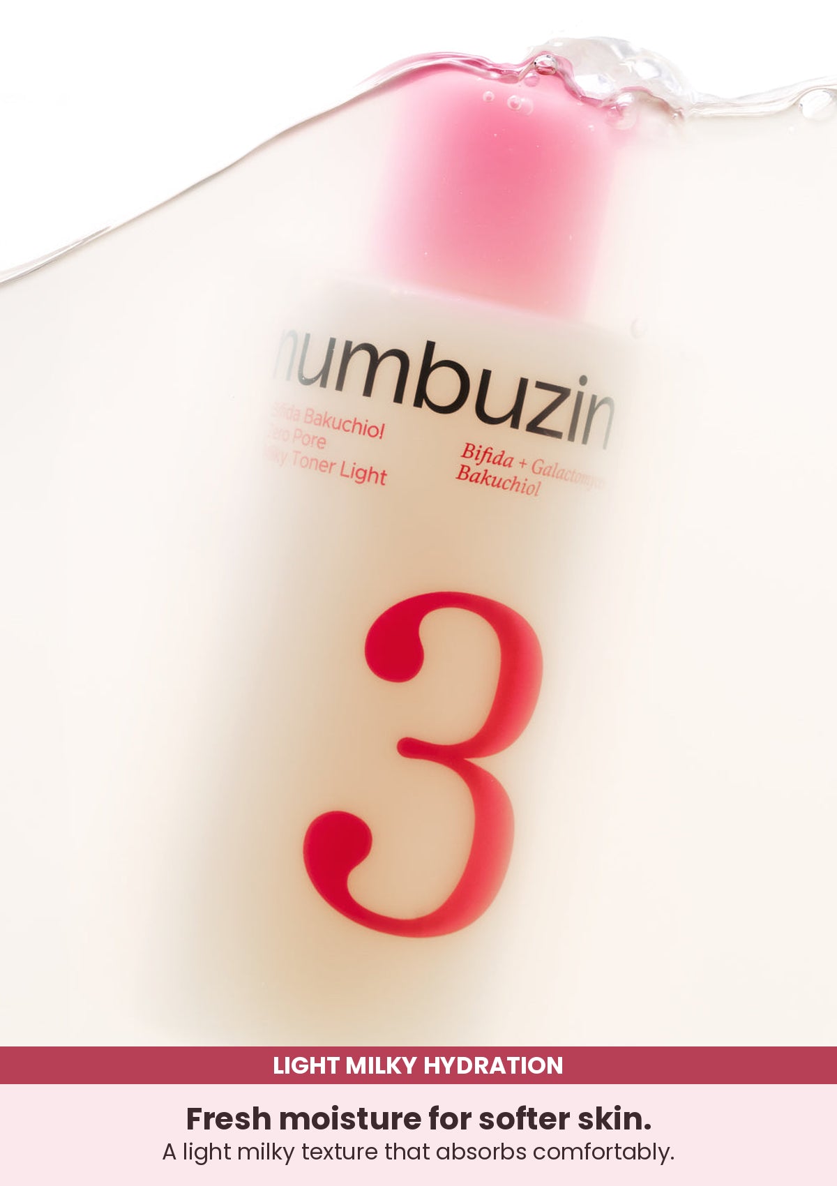 Numbuzin No.3 Bifida Bakuchiol Zero Pore Milky Toner Light 200ml — light milky hydration