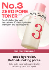 Numbuzin No.3 Bifida Bakuchiol Zero Pore Milky Toner Light 200ml — zero pore toner light