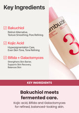 Numbuzin No.3 Bifida Bakuchiol Zero Pore Milky Toner Light 200ml — key ingredients