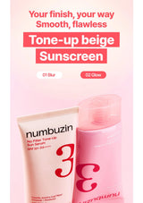 Numbuzin No.3 Tone-Up Beige Sunscreen in 01 Blur and 02 Glow