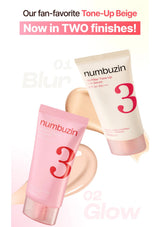 Numbuzin No.3 No Filter Tone-Up Sun Serum two finish comparison
