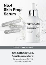 Numbuzin No.4 serum with 3 percent glycolic acid, 3 percent PHA and five ceramides