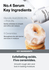 Numbuzin No.4 serum glycolic acid, PHA and five ceramides ingredient visual