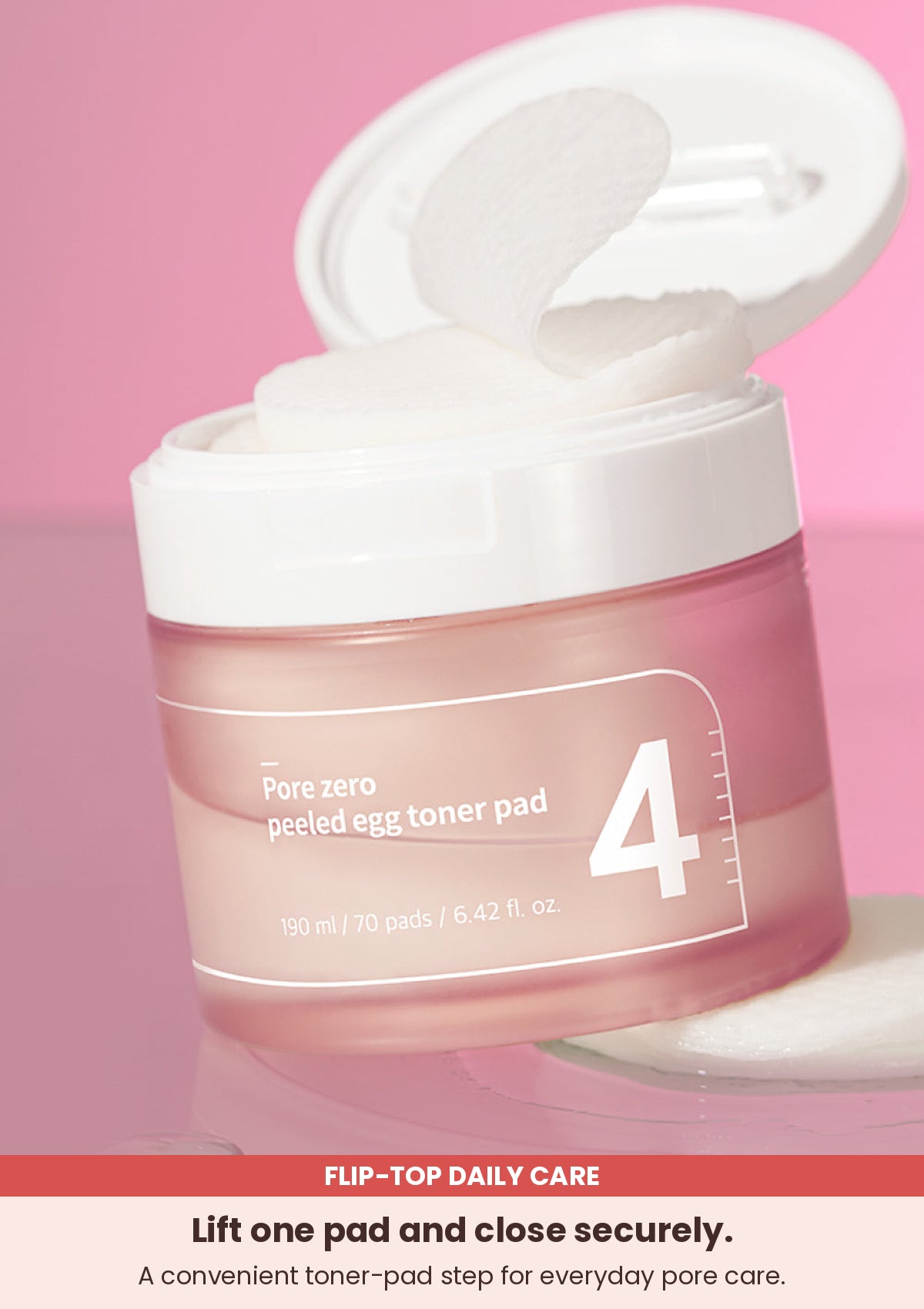 Numbuzin No.4 Pore Zero Peeled Egg Toner Pads flip-top jar and embossed pad