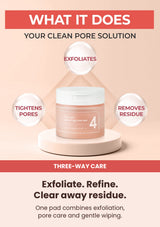 Numbuzin No.4 toner pads three-way exfoliating, pore and residue care