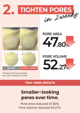 Numbuzin No.4 toner-pad two-week pore area and pore volume measurements