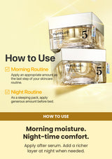 Numbuzin No.5 Glutathione Vitamin Dark Spot Cream 50ml — how to use: Morning moisture. Night-time comfort.