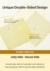 Close view of Numbuzin No.5 toner pad jelly side and textured gauze side
