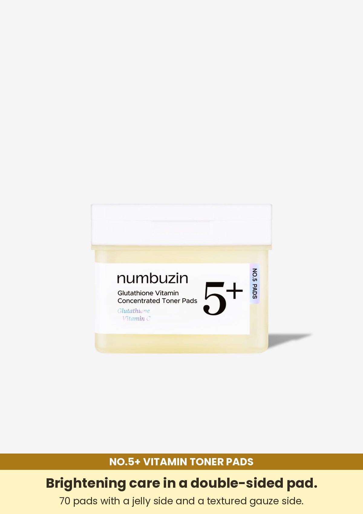 Numbuzin No.5+ Vitamin Niacinamide Concentrated Pad 180ml (1 Box = 70 Pads) — no.5+ vitamin toner pads: Brightening care in a double-sided pad.