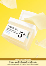 Numbuzin No.5+ Vitamin Niacinamide Concentrated Pad 180ml (1 Box = 70 Pads) — daily toner-pad care: Swipe gently. Press in moisture.