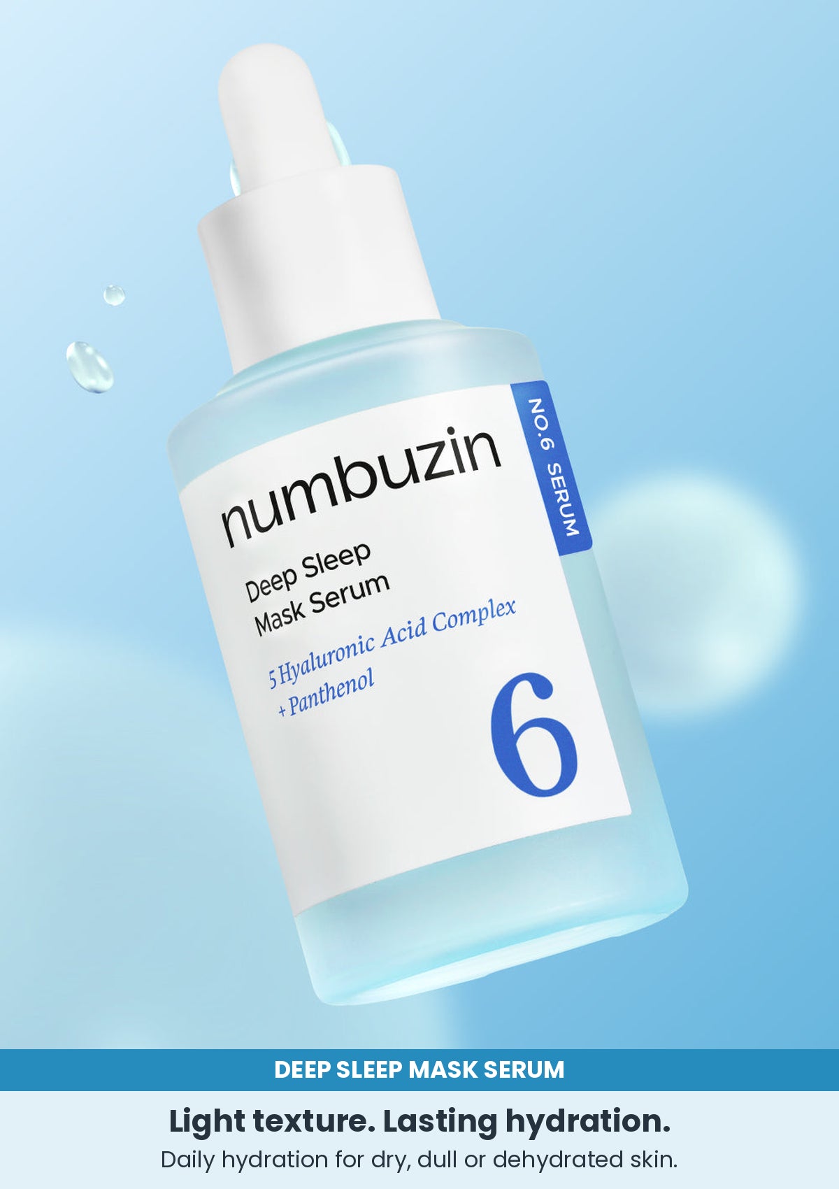 Numbuzin No.6 Deep Sleep Mask Serum in its updated pale blue bottle with white label