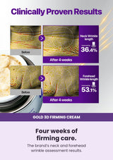 Four weeks of firming care. The brand’s neck and forehead wrinkle assessment results.