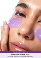 NUMBUZIN No.9 eye patches — Cool tired-looking eyes. Soft purple patches hug the under-eye contour.