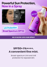 NUMBUZIN No.9 Sun Spray broad-spectrum SPF50+ PA++++ protection with a UV-camera demonstration and spray application
