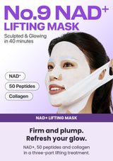 NUMBUZIN No.9 mask — Firm and plump. Refresh your glow. NAD+, 50 peptides and collagen in a three-part lifting treatment.