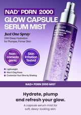 Hydrate, plump and refresh your glow. A capsule serum mist for soft, dewy-looking skin.