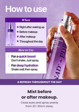 Mist before or after makeup. Close eyes and spray evenly from 20–30cm away.