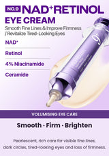 Numbuzin No.9 NAD+ Retinol Eye Cream overview with key actives and applicator