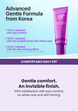 NUMBUZIN No.9 NAD+ Peptides Dewy Sun Essence — Gentle comfort. An invisible finish. 100% satisfaction with eye comfort, no white cast and skin firming.