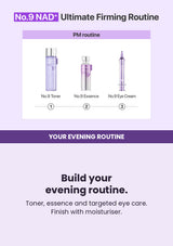 NUMBUZIN No.9 NAD+ Peptides Dewy Sun Essence — Build your evening routine. Toner, essence and targeted eye care. Finish with moisturiser.