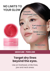 MEDICUBE PDRN Pink Caffeine Collagen Eye Patch application areas on face and neck