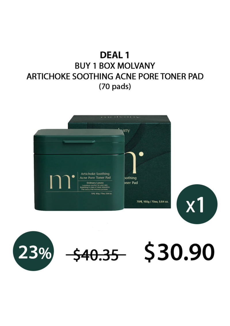 [MOLVANY] Artichoke Soothing Acne Pore Toner Pad 160ml (70 Pads)