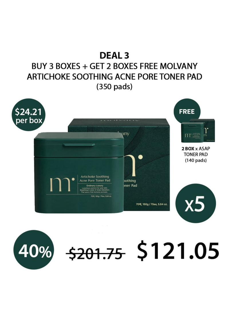 [MOLVANY] Artichoke Soothing Acne Pore Toner Pad 160ml (70 Pads)