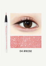 Eyeliner pen with an eye and lip swatch labeled '04 #ROSE' on a white background