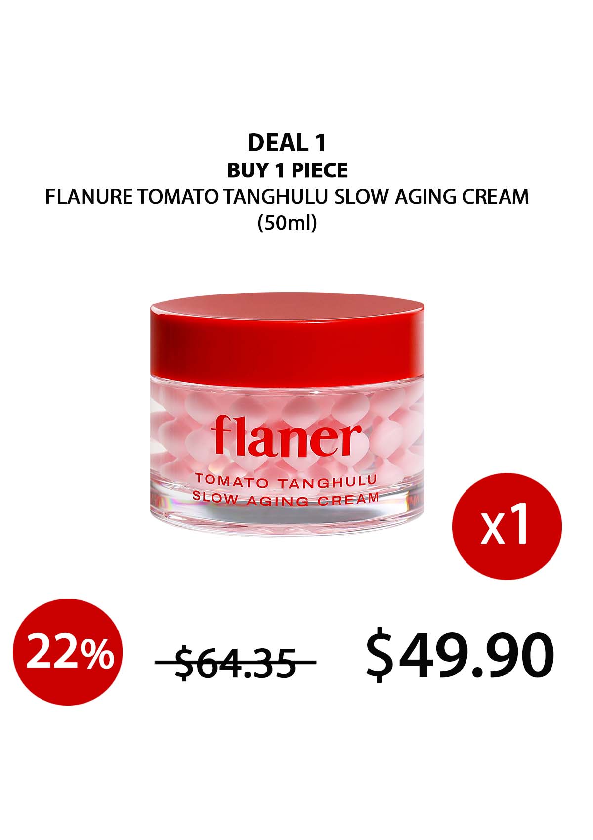 [FLANER] Tomato Tanghulu Slow Aging Cream 50ml (BUY 1) FLANER TOMATO SLOW  AGING CREAM