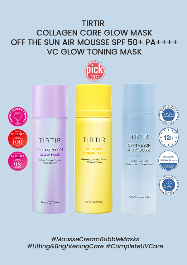 [TIRTIR] Collagen Core Glow Mask 80ml | VC Glow Toning Mask 80ml | Off The Sun Air Mousse SPF 50+ PA++++ 100ml