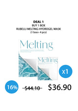 Promotional graphic for Rubelli Melting Hydrogel Mask with pricing and discount information.