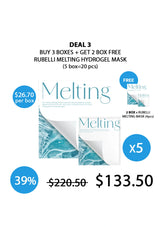 Promotional graphic for Rubelli Melting Hydrogel Mask with pricing and deal information.