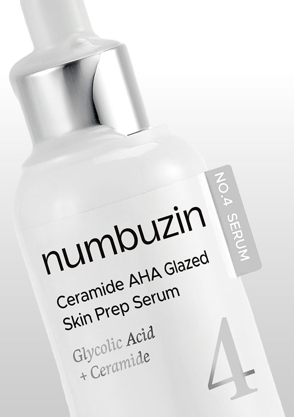 Numbuzin Ceramide AHA Glazed Skin Prep Serum bottle on a white background