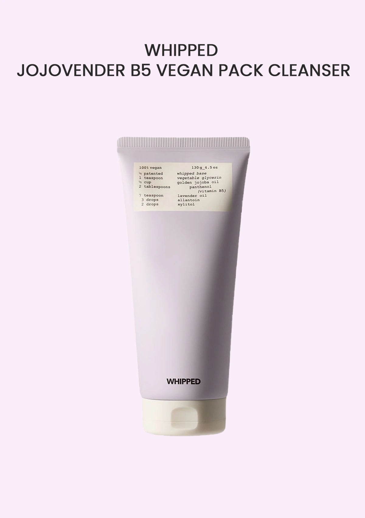 Tube of Jojobaverder B5 Vegan Pack Cleanser on a light purple background