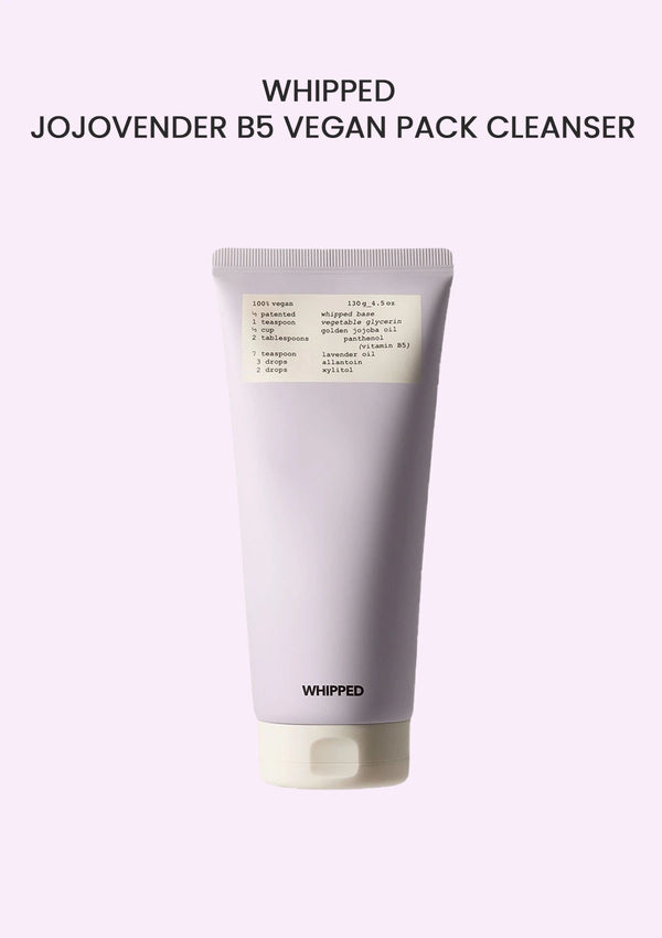 Tube of Jojobaverder B5 Vegan Pack Cleanser on a light purple background